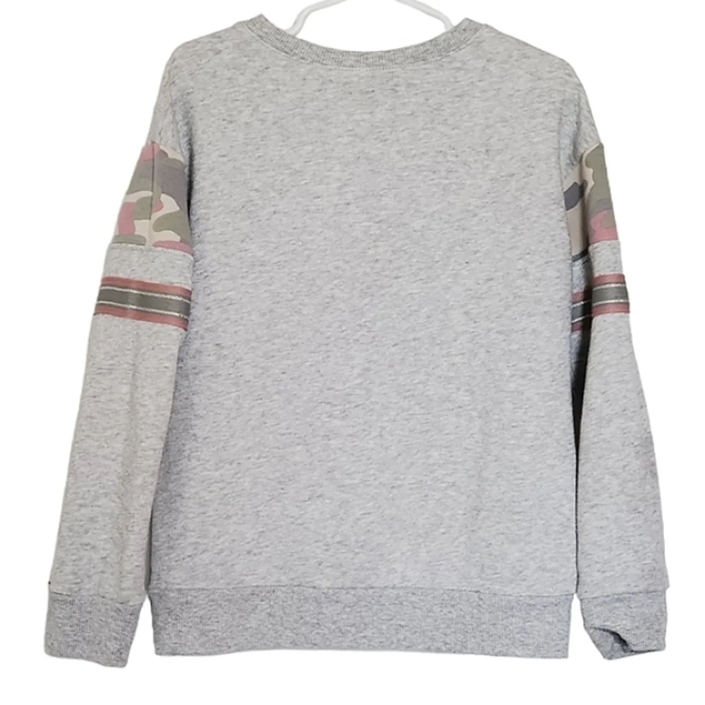 The Children's Place Girls Camo Star Sweatshirt Gray Pink Size S (5/6)